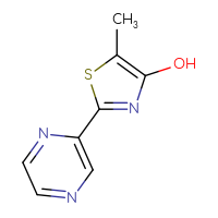 Chemical structure of 5-methyl-2-(pyrazin-2-yl)-1,3-thiazol-4-ol - CSSB00000075228
