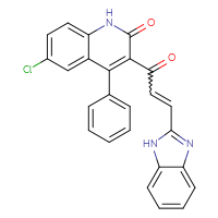Chemical structure of 3-[3-(1H-1,3-benzodiazol-2-yl)prop-2-enoyl]-6-chloro-4-phenyl-1,2-dihydroquinolin-2-one - CSSB00028229764