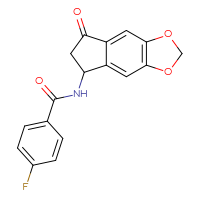 Chemical structure of 4-fluoro-N-{7-oxo-2H,5H,6H,7H-indeno[5,6-d][1,3]dioxol-5-yl}benzamide - CSSB00025737963