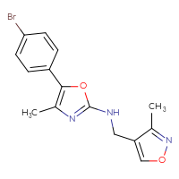 Chemical structure of 5-(4-bromophenyl)-4-methyl-N-[(3-methyl-1,2-oxazol-4-yl)methyl]-1,3-oxazol-2-amine - CSSB21495904661