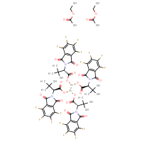 Chemical structure of 1,2,2-tris({[(2S)-3,3-dimethyl-2-(4,5,6,7-tetrafluoro-1,3-dioxo-2,3-dihydro-1H-isoindol-2-yl)butanoyl]oxy})dirhodium-1-yl (2S)-3,3-dimethyl-2-(4,5,6,7-tetrafluoro-1,3-dioxo-2,3-dihydro-1H-isoindol-2-yl)butanoate; bis(ethyl acetate) - CSSB20621651258