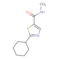 Chemical structure of 2-cyclohexyl-N-methyl-1,3-thiazole-5-carboxamide - CSSB02133781968