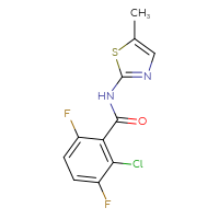 Chemical structure of 2-chloro-3,6-difluoro-N-(5-methyl-1,3-thiazol-2-yl)benzamide - CSSB00803013982