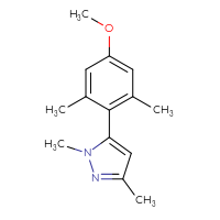 Chemical structure of 5-(4-methoxy-2,6-dimethylphenyl)-1,3-dimethyl-1H-pyrazole - CSSB02278307288