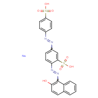 Chemical structure of 2-[2-(2-hydroxynaphthalen-1-yl)diazen-1-yl]-5-[2-(4-sulfophenyl)diazen-1-yl]benzene-1-sulfonic acid sodium - CSSB20620527107