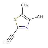 Chemical structure of 2-ethynyl-4,5-dimethyl-1,3-thiazole - CSSB00116660225