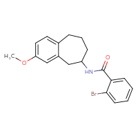 Chemical structure of 2-bromo-N-{3-methoxy-6,7,8,9-tetrahydro-5H-benzo[7]annulen-6-yl}benzamide - CSSB15717236767