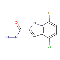 Chemical structure of 4-chloro-7-fluoro-1H-indole-2-carbohydrazide - CSSB15025080990
