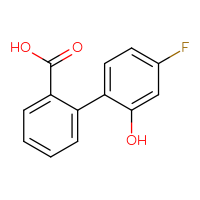 Chemical structure of 4'-fluoro-2'-hydroxy-[1,1'-biphenyl]-2-carboxylic acid - CSSB00150700451