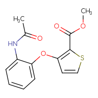 Chemical structure of methyl 3-(2-acetamidophenoxy)thiophene-2-carboxylate - CSSB00025730318