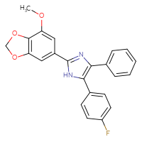 Chemical structure of 5-(4-fluorophenyl)-2-(7-methoxy-2H-1,3-benzodioxol-5-yl)-4-phenyl-1H-imidazole - CSSB00121626769