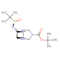 Chemical structure of tert-butyl (1RS,5SR)-6-{[(R)-2-methylpropane-2-sulfinyl]imino}-3-azabicyclo[3.2.0]heptane-3-carboxylate - CSSB21331810102