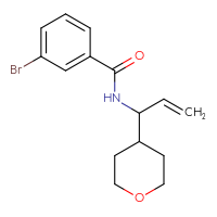 Chemical structure of 3-bromo-N-[1-(oxan-4-yl)prop-2-en-1-yl]benzamide - CSSB01166190003