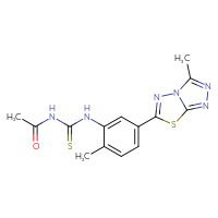 Chemical structure of 3-acetyl-1-(2-methyl-5-{3-methyl-[1,2,4]triazolo[3,4-b][1,3,4]thiadiazol-6-yl}phenyl)thiourea - CSSB00026731699