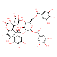 Chemical structure of 2-[(4R,5S,7R,11R,12S,13R,21S)-13,17,18-trihydroxy-2,10,14-trioxo-5,21-bis(3,4,5-trihydroxybenzoyloxy)-7-[(3,4,5-trihydroxybenzoyloxy)methyl]-3,6,9,15-tetraoxatetracyclo[10.7.1.1⁴,⁸.0¹⁶,²⁰]henicosa-1(19),16(20),17-trien-11-yl]acetic acid - CSSB06623406420
