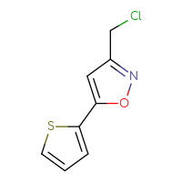 Chemical structure of 3-(chloromethyl)-5-(thiophen-2-yl)-1,2-oxazole - CSSB00000205963