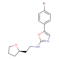 Chemical structure of 5-(4-bromophenyl)-N-{2-[(2R)-oxolan-2-yl]ethyl}-1,3-oxazol-2-amine - CSSB21495868310