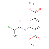 Chemical structure of 1,4-dimethyl 2-(2-chloropropanamido)benzene-1,4-dicarboxylate - CSSB00000735918