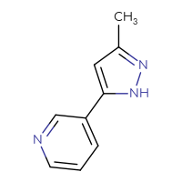 Chemical structure of 3-(3-methyl-1H-pyrazol-5-yl)pyridine - CSSB00000011928