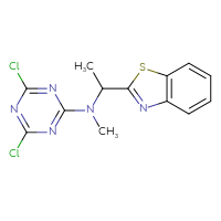 Chemical structure of N-[1-(1,3-benzothiazol-2-yl)ethyl]-4,6-dichloro-N-methyl-1,3,5-triazin-2-amine - CSSB21332128671