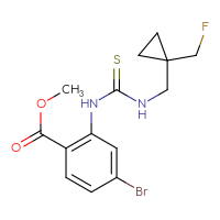 Chemical structure of methyl 4-bromo-2-[({[1-(fluoromethyl)cyclopropyl]methyl}carbamothioyl)amino]benzoate - CSSB21432480280
