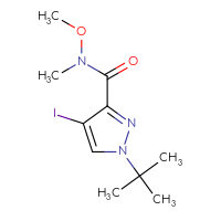 Chemical structure of 1-tert-butyl-4-iodo-N-methoxy-N-methyl-1H-pyrazole-3-carboxamide - CSSB15027631606