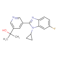 Chemical structure of 2-[5-(1-cyclopropyl-6-fluoro-1H-1,3-benzodiazol-2-yl)pyridin-3-yl]propan-2-ol - CSSB02495325138