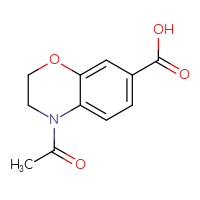 Chemical structure of 4-acetyl-3,4-dihydro-2H-1,4-benzoxazine-7-carboxylic acid - CSSB00010297435