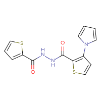 Chemical structure of N'-[3-(1H-pyrrol-1-yl)thiophene-2-carbonyl]thiophene-2-carbohydrazide - CSSB00138428824