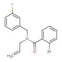 Chemical structure of 2-bromo-N-[(3-fluorophenyl)methyl]-N-(prop-2-en-1-yl)benzamide - CSSB11684530631