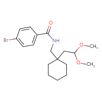 Chemical structure of 4-bromo-N-{[1-(2,2-dimethoxyethyl)cyclohexyl]methyl}benzamide - CSSB15798694204
