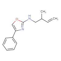 Chemical structure of N-(2-methylbut-3-en-1-yl)-4-phenyl-1,3-oxazol-2-amine - CSSB15043160860