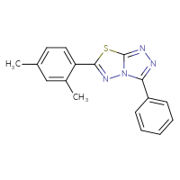 Chemical structure of 6-(2,4-dimethylphenyl)-3-phenyl-[1,2,4]triazolo[3,4-b][1,3,4]thiadiazole - CSSB00121633652
