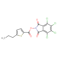 Chemical structure of 4,5,6,7-tetrachloro-1,3-dioxo-2,3-dihydro-1H-isoindol-2-yl 5-propylthiophene-2-carboxylate - CSSB20270306666