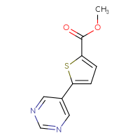 Chemical structure of methyl 5-(pyrimidin-5-yl)thiophene-2-carboxylate - CSSB06147009047