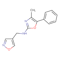 Chemical structure of 4-methyl-N-[(1,2-oxazol-4-yl)methyl]-5-phenyl-1,3-oxazol-2-amine - CSSB21495912852