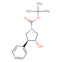 Chemical structure of tert-butyl (3R,4S)-3-hydroxy-4-phenylpyrrolidine-1-carboxylate - CSSB00032006461
