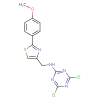 Chemical structure of 4,6-dichloro-N-{[2-(4-methoxyphenyl)-1,3-thiazol-4-yl]methyl}-1,3,5-triazin-2-amine - CSSB06702303344