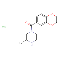 Chemical structure of 1-(2,3-dihydro-1,4-benzodioxine-6-carbonyl)-3-methylpiperazine hydrochloride - CSSB00016992401