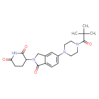 Chemical structure of 3-{5-[4-(2,2-dimethylpropanoyl)piperazin-1-yl]-1-oxo-2,3-dihydro-1H-isoindol-2-yl}piperidine-2,6-dione - CSSB21531598530