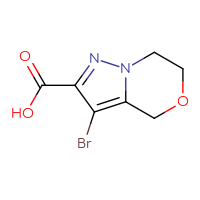 Chemical structure of 3-bromo-4H,6H,7H-pyrazolo[3,2-c][1,4]oxazine-2-carboxylic acid - CSSB00021417697