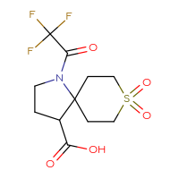 Chemical structure of 8,8-dioxo-1-(2,2,2-trifluoroacetyl)-8λ⁶-thia-1-azaspiro[4.5]decane-4-carboxylic acid - CSSB03496567470