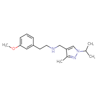 Chemical structure of [2-(3-methoxyphenyl)ethyl]({[3-methyl-1-(propan-2-yl)-1H-pyrazol-4-yl]methyl})amine - CSSB00015199277