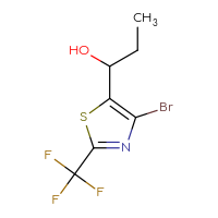 Chemical structure of 1-[4-bromo-2-(trifluoromethyl)-1,3-thiazol-5-yl]propan-1-ol - CSSB21246431290