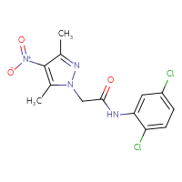 Chemical structure of N-(2,5-dichlorophenyl)-2-(3,5-dimethyl-4-nitro-1H-pyrazol-1-yl)acetamide - CSSB00046138009