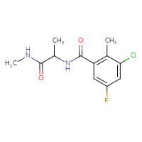 Chemical structure of 2-[(3-chloro-5-fluoro-2-methylphenyl)formamido]-N-methylpropanamide - CSSB06676602559