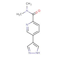 Chemical structure of N,N-dimethyl-5-(1H-pyrazol-4-yl)pyridine-2-carboxamide - CSSB01992679031