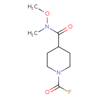 Chemical structure of 4-[methoxy(methyl)carbamoyl]piperidine-1-carbonyl fluoride - CSSB21151594376