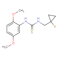 Chemical structure of 1-(2,5-dimethoxyphenyl)-3-[(1-fluorocyclopropyl)methyl]thiourea - CSSB01132680381