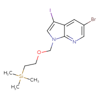 Chemical structure of 5-bromo-3-iodo-1-{[2-(trimethylsilyl)ethoxy]methyl}-1H-pyrrolo[2,3-b]pyridine - CSSB00160998967